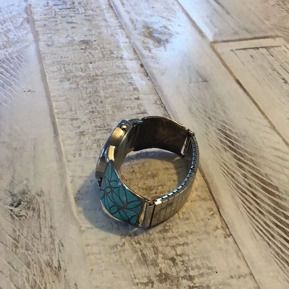 Zuni turquoise/ sterling watch band and watch - Picture 5 of 5